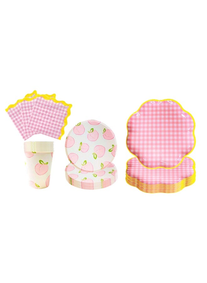 Home Smart Fruit Series Dessert Plates (8" & 10.5"), Cups (9oz, 8 Pcs), Napkins (6.5" x 6.5", 16 Pcs) - Elegant Fruit Series Set for Parties, Gatherings, Birthday and Special Occasions - Image 4